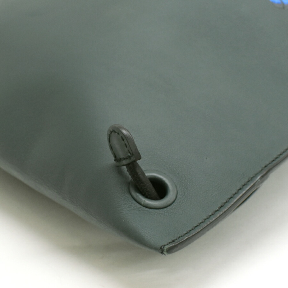 Burberry Graffiti Bonded Leather Drawcord Backpack Green - Picture 6 of 9